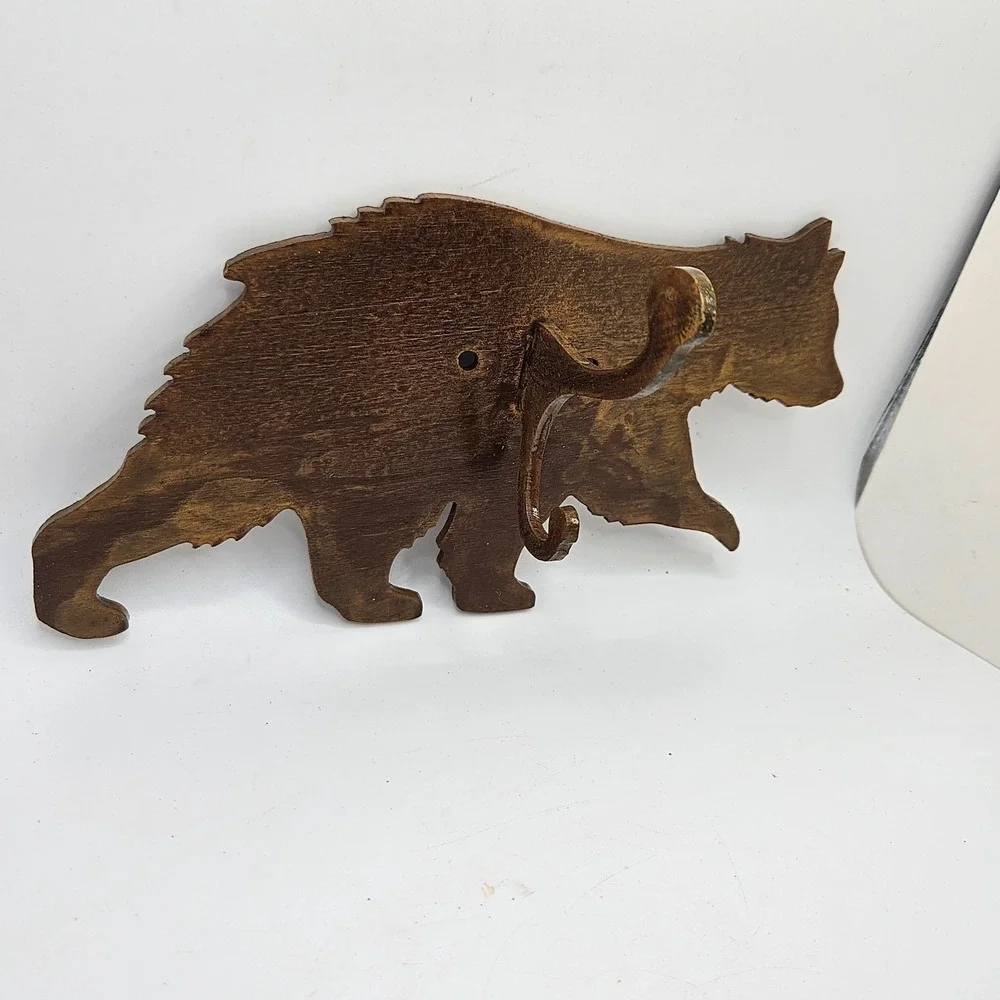 Vintage Rustic Metal Bear Wall Hook / Coat Hook Cabin Decor